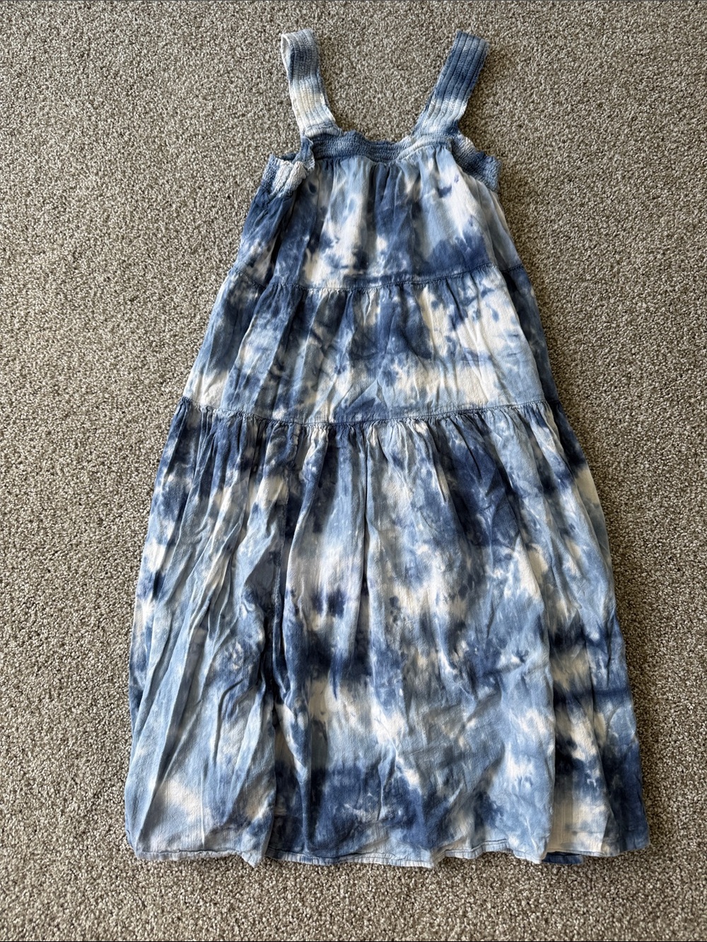 Old Navy Tie-Dye Blue & White Tiered Sundress S